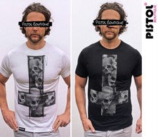 Pistol Boutique Camiseta De Moda Para Hombre Con Cuello Redondo Skull