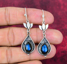 Pendientes de piedras preciosas de labradorita hechos a mano de plata de ley 925 regalo de amor para siempre