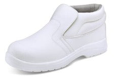 Botas de trabajo blancas para hombre zapatos sin cordones alimentos antideslizantes seguridad resistente al agua higiene