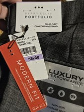 Pantalones Portafolio Perry Ellis Para Hombre 38x30 Folio Flex Lujo Rendimiento NUEVO