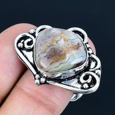 Anillo de joyería de plata esterlina 925 hecho a mano con piedras preciosas d...
