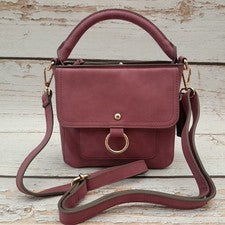 Mini Bolso Bandolera para Mujer Cartera Pequeño Púrpura Bolso de Mano Imitación Gamuza Convertible