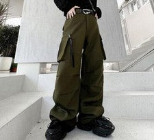 Pantalones cargo sueltos de varios bolsillos punk góticos de moda para hombre Pantalones informales juveniles