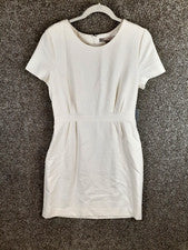Vestido Forever 21 Mujer L Crema Ponte Tejido Manga Corta Funda Carrera Preppy Nuevo con Etiquetas