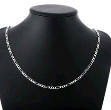 Cadena de plata 925 Figaro para hombre y mujer, cadena blindada. Ancho 4mm Largo 50cm Regalo