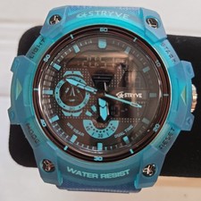 Reloj deportivo digital-analógico Stryve para hombre 55 mm verde azulado. Calendario, doble pantalla, alarma.