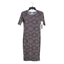 Nuevo con etiquetas Vestido LuLaRoe Julia Para Mujer Talla XXS Gris Estampado Sunburst Bodycon Cómodo