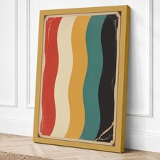 Impresión geométrica en lienzo de cinco colores a rayas arte de pared decoración del hogar listo para colgar