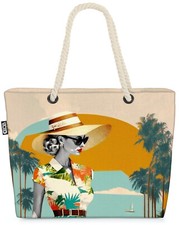Bolso de playa de moda vintage estilo de vida vestido retro pop art periódico mujer niña