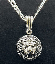 Löwenkopf Anhänger + Figaro Kette 925 Sterling Silber Herren Männer Schmuck Löwe