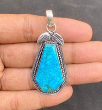 Colgante de plata de ley 925 turquesa natural hecho a mano joyas de piedras preciosas