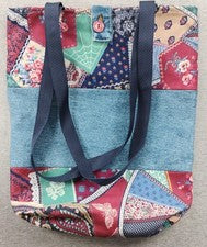 Bolso de Mano/Bolso de Hombro Denim Patchwork Look Upcycle Cottage Core 14"x10"x3"