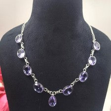 Collar de joyería de plata de ley 925 con piedras preciosas de alejandrita púrpura tamaño 17-18"