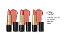 Lápiz labial Revlon Super Lustrous, 628 Peach Me, nuevo paquete sellado de 3