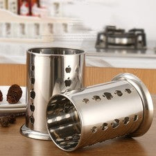 Soporte para utensilios de acero inoxidable con drenaje para palillos y herramientas de cocina