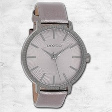 Oozoo Reloj De Pulsera Para Dama Timepieces Analógico De Cuero Plateado UOC9198A