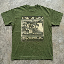 Camiseta gráfica Radiohead "Fast Track Status" - verde oliva