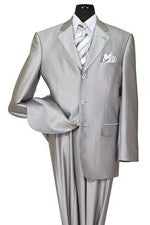 Traje de hombre con 3 botones elegante sensación de lana aspecto piel de tiburón color plata 58025