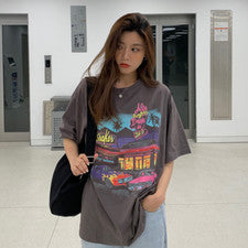 Camiseta para mujer Top Verano Moda Suelta Manga Corta Talla Grande Base Camisa Top