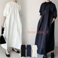Maxi Vestido Para Mujer Estilo Japonés Diseño Suelto Bolsillo Informal Talla Grande Línea A