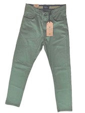 Pantalones elásticos de algodón ajustados Across the Pond 28x30 para hombre verde oliva NUEVOS $78