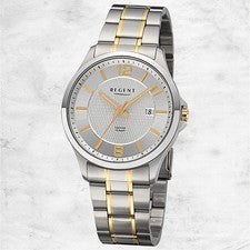 Regent Metal Reloj de los Hombres Pulsera Cuarzo Oro Plata URF1527