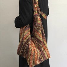 Bolso Mochila Mujer Étnico Vintage con Doble Correa Boho Crossbody