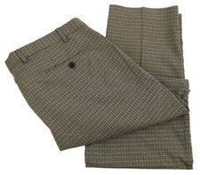 Pantalones de vestir LAUREN RALPH LAUREN marrón tostado a cuadros frente plano elástico 38 32 nuevos con etiquetas