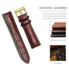 Correa de reloj de cuero genuino premium 12/14/16/18/19/20/21/22/24 mm