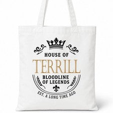 Bolso de Mano TERRILL Family Surname House Of White Algodón