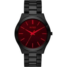BUREI Reloj de Cuarzo Hombre Negro Rojo Analógico Negocios Casual Fecha Regalo