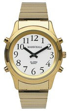 Marschall ♂ TALKING WATCH > Edelstahl, gelbgoldfarben Ø 39mm | Alarm