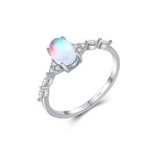 S925 Pure Silver Moonstone Ring for Wome, Niche Design - Silver Ring