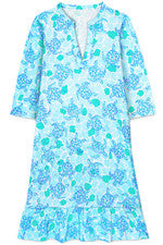 Vestido para mujer - Vestido estampado - S - Verde brillante azul cielo