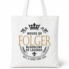Bolso de Mano FOLGER Casa del Apellido Algodón Idea de Regalo