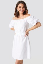 Vestido mujer NA-KD Off Shoulder Puff Sleeve, blanco, 34