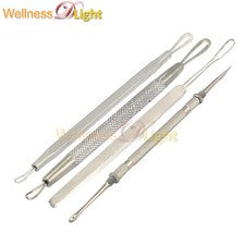 WDL Cuidado Facial Set de 4 Comedones Puntos Negros Limpiador de Oídos Acero Inoxidable