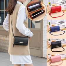 Bolso Bandolera Mujer Gran Capacidad Doble Cremallera Teléfono Móvil Bolso Cartera Cero