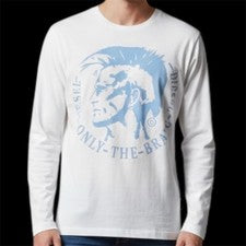 Camiseta De Colección Y2K $78 DIESEL Blanca ACHEL Manga Larga Calce Ajustado Diseñador Nueva Con Etiquetas
