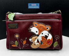 BOLSO BANDOLERA DE LUJO FOX FAMILY WILDLIFE GRANATE RFID CHALA