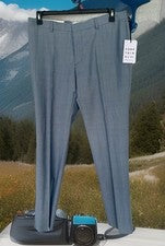NUEVO CON ETIQUETAS-Lazar Diseñador, Pantalones de Vestir Italianos Talla 44 Alto Gris Claro