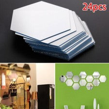 24 Piezas Pegatinas de Pared Acrílicas Extraíbles Espejo Hágalo Usted Mismo Decoración del Hogar Bazo