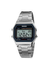 Reloj Retro Hombre Acero Inoxidable Digital Clásico Reloj Alarma Cronómetro