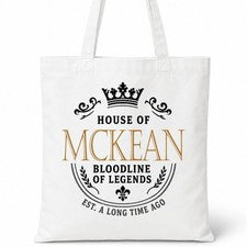 Bolso de Mano MCKEAN Family Surname House Of White Algodón