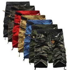 Pantalones Cortos de Combate de Carga para Hombres Algodón Chino Sarga Hasta la Rodilla Medio Pantalones Multi Bolsillos