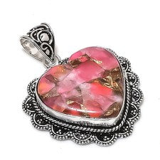 Colgante Joyería Plata de Ley 925 Piedras Preciosas Turquesa Dalia Rosa 1.97" i416