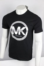 Camiseta Michael Kors Para Hombre Círculo Gráfico Logo Crew Manga Corta Negra Rayas