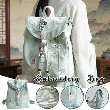 Mujer Mochila Retro Estilo Chino Mochila Dama Bordado Viaje Cremallera Bolso