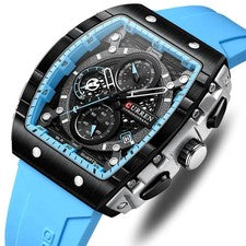 Orologio Uomo Curren Quarzo Cronografo 3ATM Luminoso Cinturino Azzurro