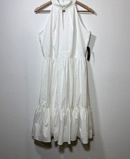 Vestido midi de algodón blanco New York & Co para mujer talla pequeña nupcial playero NUEVO